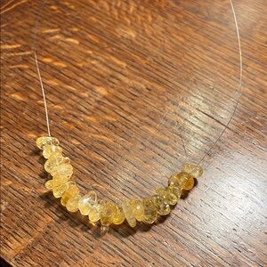 Yellow Citrine Chip Necklace on Floating Wire